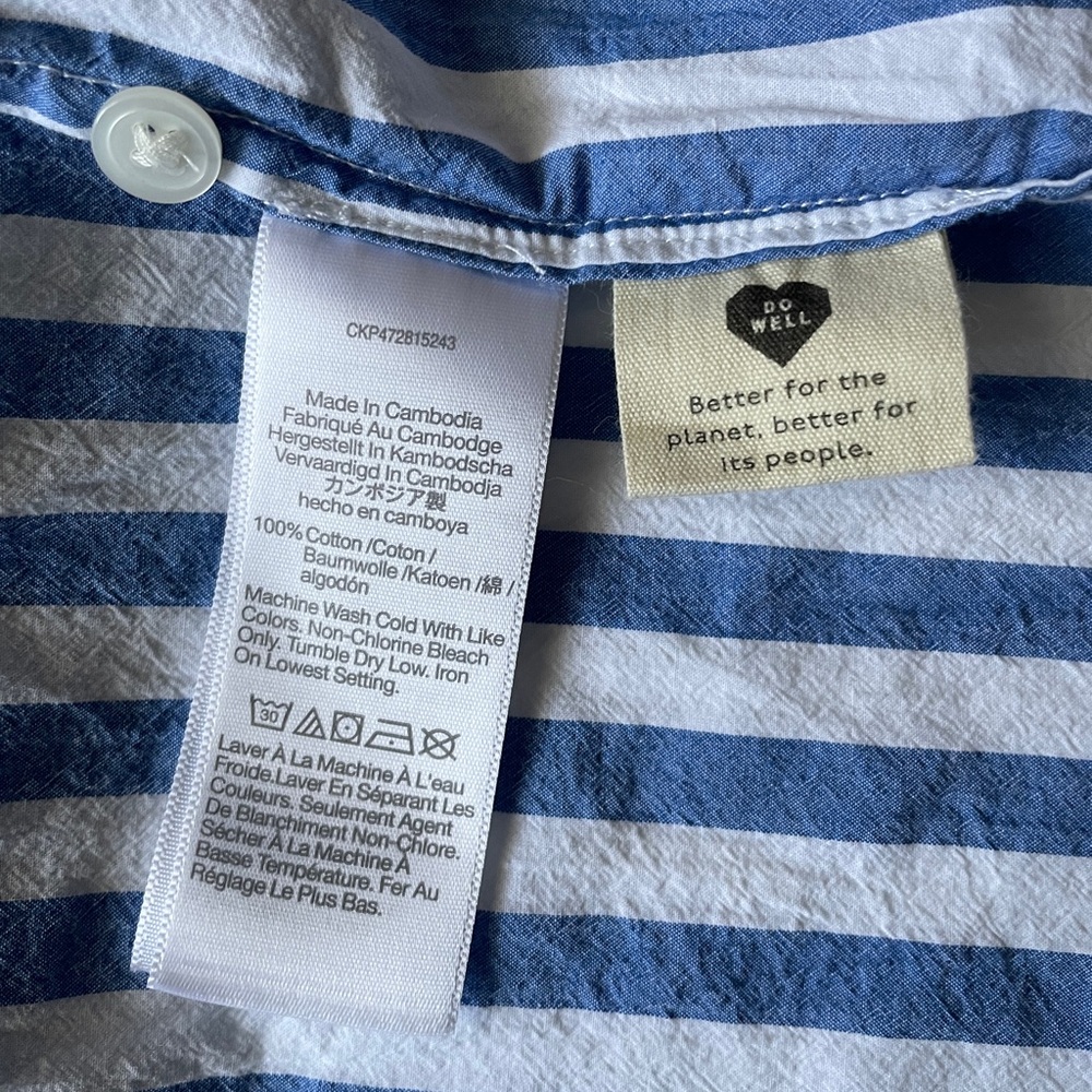 Madewell Signature Poplin Oversized Shirt - Blue and White Striped - Picture 7 of 7